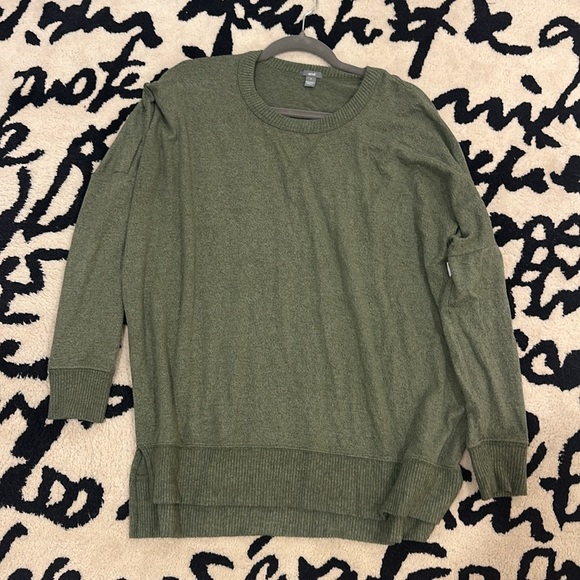 Aerie Oversized Green Heathered Pullover Crewneck Sweatshirt Women's Size S - Picture 1 of 11